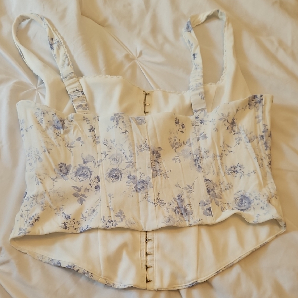 Garage Blue Floral Crop Top - Picture 3 of 3